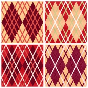 Four rhombic seamless patterns Stock Illustration