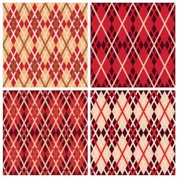 Four rhombic seamless patterns in red hues Stockillustratie