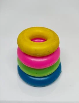 Four Ring plastic circles stacked Stock Photos