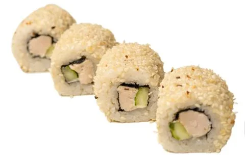 Four rolls isolated on white Stock Photos