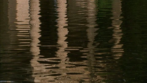 Four Roman columns reflected in water Video stock 95603172