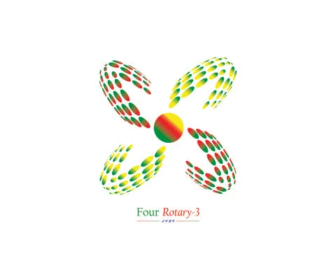 Four Rotary-3 Design Vector Logo Template Ilustración de archivo