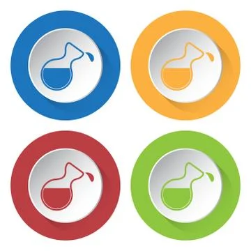 Four round color icons, flask with a drop Stock Illustration