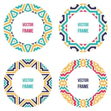 Four round frames with abstract geometric patterns Illustrazione stock
