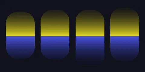 Four rounded vertical buttons with yellow and blue gradient Illustrazione stock