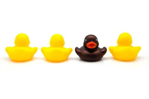 Four rubber ducks Stock Photos