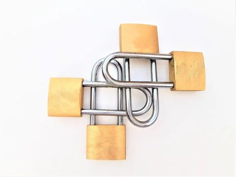Four rusty padlock on a white background Stock Photos