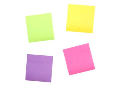Four scattered post it notes far Stock Photos