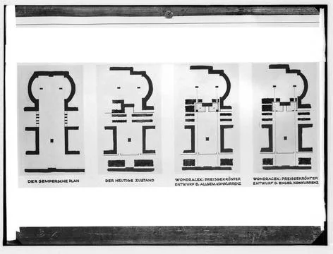 Four schematic drawings for the outer castle gate on the occasion of its r... Stock Photos