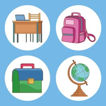 Four school supplies Stock Illustration