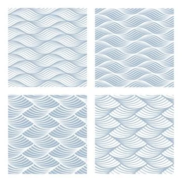 Four sea waves Seamless Patterns Stock-Illustration