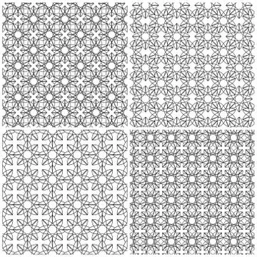 Four seamless abstract mesh patterns Stock Illustration