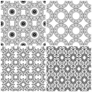 Four seamless abstract mesh patterns Stock Illustration