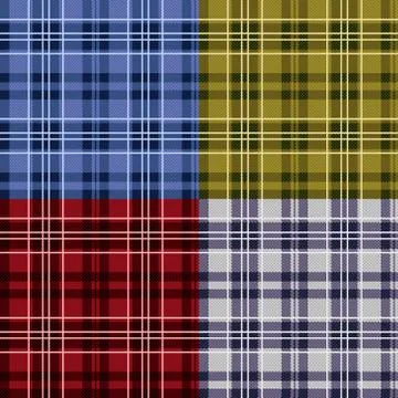 Four seamless checkered tartan patterns Stock Illustration