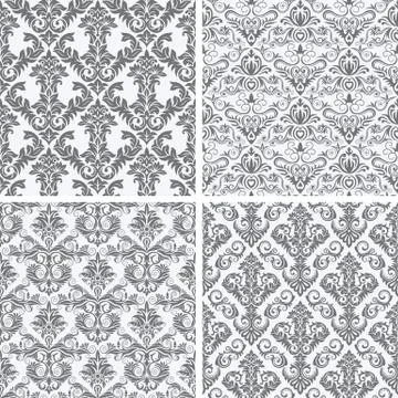 Four Seamless Damask Wallpaper Stock Illustration