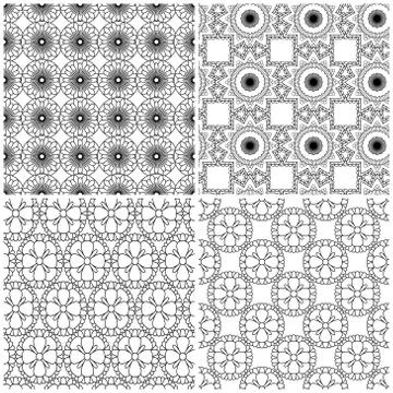 Four seamless floral mesh patterns Stock Illustration