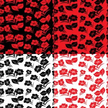 Four seamless floral patterns Stock Illustration
