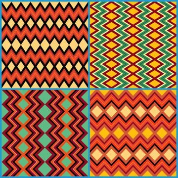 Four seamless ornamental patterns on ethnic motifs Stock Illustration