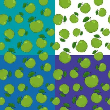 Four Seamless Pattern with Apple 스톡 일러스트