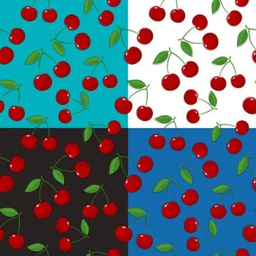 Four Seamless Pattern with Cherry Illustrazione stock