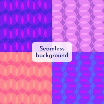 Four seamless pattern with circles and rings in modern colors and design Stock Illustration