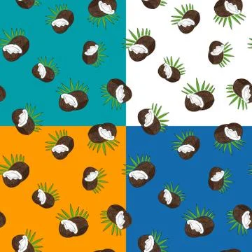 Four Seamless Pattern with Coconut Stock Illustration