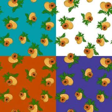 Four Seamless Pattern with Papaya Stock Illustration