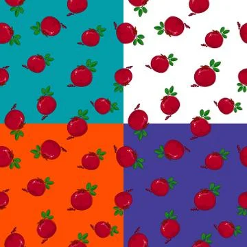 Four Seamless Pattern with Pomegranate 스톡 일러스트