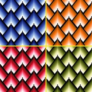 Four seamless patterns with different colors Stock Illustration