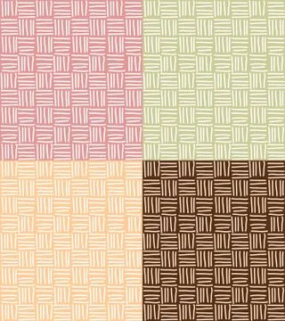 Four seamless patterns with hand drawn line grid Stock Illustration