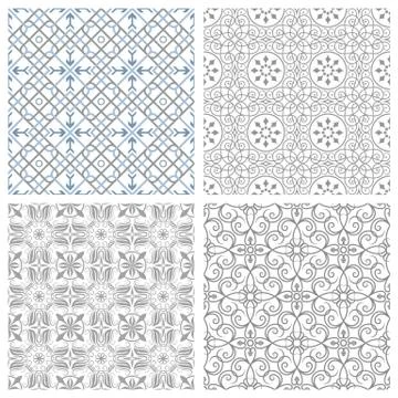 Four Seamless Patterns Stock Illustration