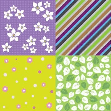 Four seamless spring background patterns 스톡 일러스트