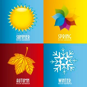 Four season elements over colorful background. vector illustration Illustrazione stock
