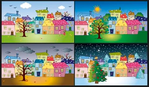 Four season Stock Illustration