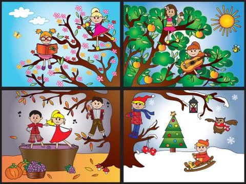 Four season Stock Illustration