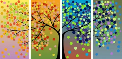 Four season tree Stock Illustration