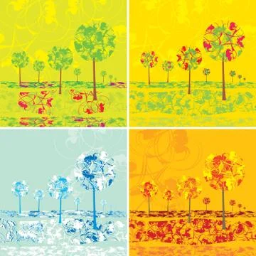 Four seasons background set vector illustration Stock Illustration