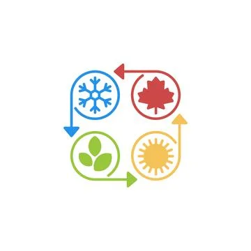 Four seasons change rotation. Vector logo icon template Stock Illustration