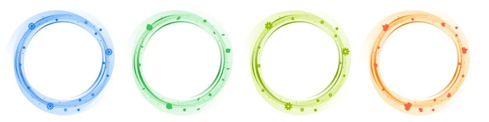 Four seasons elements spring, summer, autumn, winter isolated on white. Special Illustrazione stock