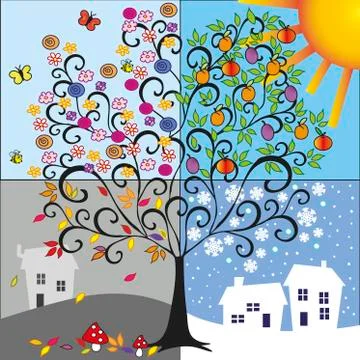 Four seasons Stock Illustration