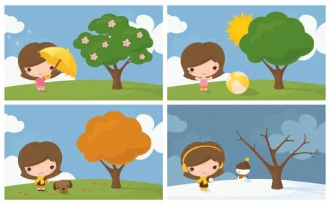 Four seasons Stock Illustration