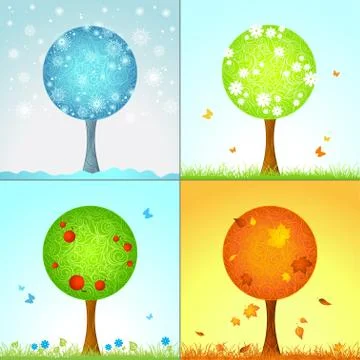 Four seasons. Stock Illustration