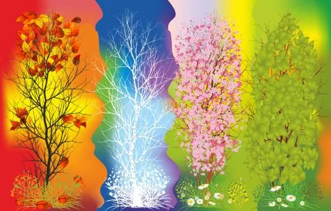 Four seasons, Stock Illustration