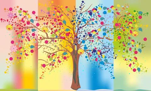 Four Seasons, Stock Illustration