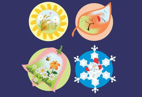 Four seasons, Stock Illustration