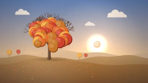 Four Seasons Single Tree Cycle Nature Seamless Loop Stock Footage 347011112