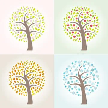 Four seasons tree Stock Illustration