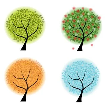 Four seasons trees Illustrazione stock