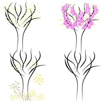 Four seasons on white background Stock Illustration