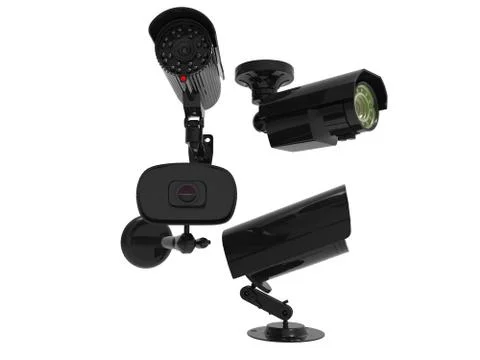 Four security cameras Illustrazione stock